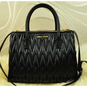 Sale 1:1 Replica miu miu Matelasse Leather Three Pocket Bags RN0941 Black VS04179