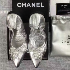 Top Chanel Silver Sheepskin Tieks Pointed Toe CH1120 VS06415