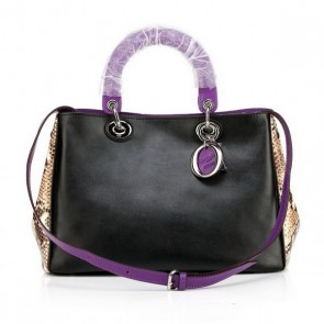 Top Dior Diorissimo Bag in Snake Leather D0902 Black VS03266