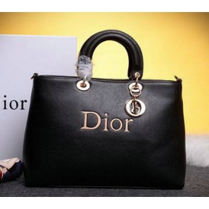 Top Dior Shish Tote Bag Grainy Calfskin Leather D0133 Black VS00546