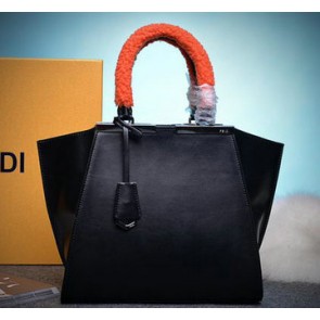 Top Fendi Petite 3Jours Tote Bag Calfskin Leather 8BH279 Black VS03541