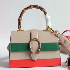 Top Gucci Dionysus Leather Top Handle Bag Orange/Green/Red 448075 VS07145