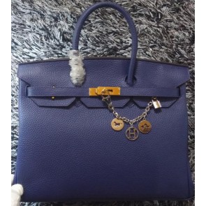Top Hermes Birkin 35CM Tote Bag Litchi Leather HB35GL Royal VS08058
