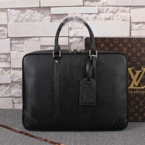 Top Knockoff Louis Vuitton Litchi Leather Laptop Case N68065 Black VS09625