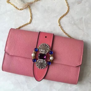 Top Miu Miu Crystal Goat Leather Clutch Bag Pink 5BF041 VS08742