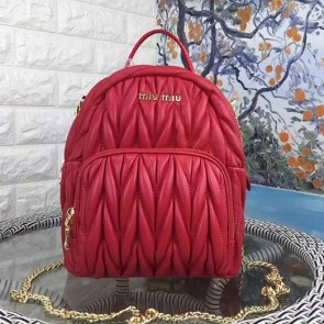 Top Miu Miu Mini Matelasse Leather Crossbody Backpack Red BL0624 VS04863
