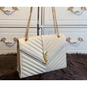 YSL Classic Monogramme Flap Bag Cannage Pattern 311224 White VS06592