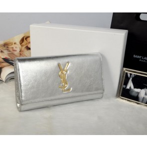 Yves Saint Laurent Classic Monogramme Clutch 311213A Silver VS09852