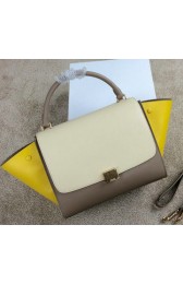 AAA Celine Trapeze Bag Original Leather CL008 White&Khaki&Yellow VS05255