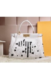 AAA Fendi Icoic Peekaboo Bag in Calfskin Leather 8BN1169 White VS06245