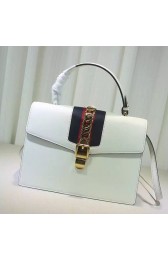 AAA Gucci Sylvie Leather Top Handle Bag White 431665 VS02119