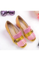 AAA Gucci Zebra Metallic Mid-heel Pump Gold and Pink 461947 VS09506