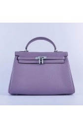 AAA Hermes Kelly 32cm Shoulder Bags Lavender Grainy Leather Silver VS04828