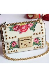 AAA Imitation Gucci Padlock Embroidered Leather Shoulder Bag Off-white 432182 VS06786