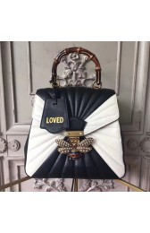 AAAAA Gucci Queen Margaret Quilted Leather Backpack Black and White 476664 VS07906