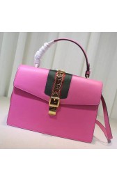 AAAAA Gucci Sylvie Leather Top Handle Bag Pink 431665 VS02932