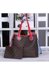 AAAAA Replica Louis Vuitton Monogram Canvas NEVERFULL MM Bags M41663 Red VS06916