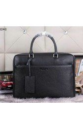 AAAAA Replica PRADA Grainy Leather Business Briefcase P002 Black VS03997