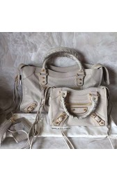 Balenciaga Classic Metallic Edge City Goat Leather Bag Light Grey 101420 VS09580