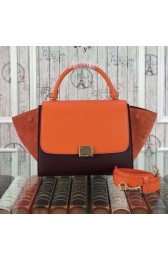 Best Celine mini Trapeze Bag Original Nubuck Leather CTA3345 Orange&Burgundy VS05336