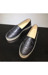 Best Chanel CC Lambskin Espadrille Flat Black CH0731 VS01710