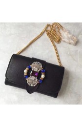 Best Imitation Miu Miu Crystal Goat Leather Shoulder Bag Black 5BH017 VS07361