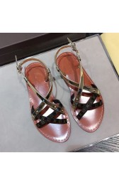 Best Louis Vuitton Calfskin Leather Sandals Gold L080203 VS01508