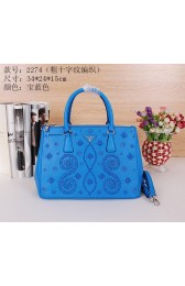 Best Prada Saffiano Embroidered Tote Bag B2274 Royal VS09255