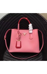 Best Prada Saffiano Leather Double Tote Bag Pink 1BG887 VS08390