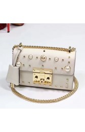 Best Quality Gucci Padlock Studded Leather Shoulder Bag White 432182 VS05162