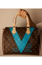 Best Quality Louis Vuitton MONOGRAM V SPEEDY 30 Bag M41533 Blue VS09572