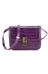 Celine Classic Box Small Flap Bag Croco Leather 88007 Purple VS02155
