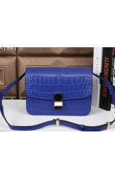 Celine Classic Box Small Flap Bag Croco Leather C3118 Royal VS00329