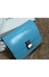 Celine Classic Box Small Flap Bag Smooth Leather C11042 SkyBlue VS01660