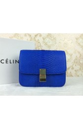Celine Classic Box Small Flap Bag Snake Leather 11042 Blue VS07600