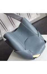 Celine Large Holdall Shoulder Bag In Blue Natural Calfskin 178003 VS03557
