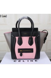 Celine Luggage Micro Boston Bag Original Leather CT33081 Pink&Black&Grey VS09742