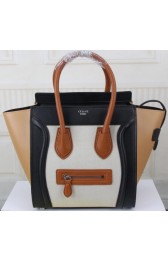 Celine Luggage Micro Boston Bag Original Leather CT3308M White&Black&Apricot VS01964