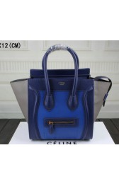 Celine Luggage Micro Tote Bag Original Leather C3308M Blue&Royal&Grey VS08794