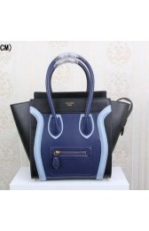 Celine Luggage Micro Tote Bag Original Leather CLY33081M Royal&Black VS00131
