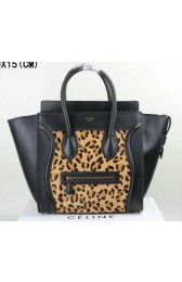 Celine Luggage Mini Tote Bag Leopard Ci3308 Black VS00157