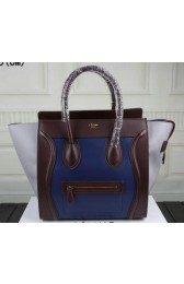 Celine Luggage Mini Tote Bag Original Leather Ci3308 Royal&Burgundy&Gray VS03681