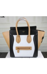 Celine Luggage Mini Tote Bag Original Leather Ci3308 White&Apricot&Black VS03377