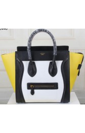 Celine Luggage Mini Tote Bag Original Leather CTS3308 White&Black&Yellow VS03069