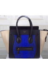 Celine Luggage Mini Tote Bag Snake Leather CTS3308 Royal&Black&OffWhite VS09514