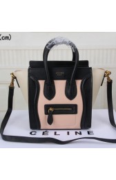 Celine Luggage Nano Bag Original Leather CT3308S Light Pink&Black&OffWhite VS09392