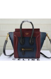 Celine Luggage Nano Bag Original Leather CT3308S Royal&Burgundy VS01626