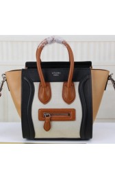 Celine Luggage Nano Bag Original Leather CT3308S White&Black&Apricot VS08120