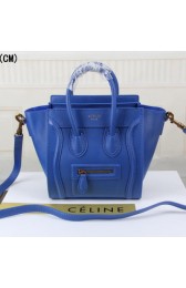 Celine Luggage Nano Tote Bag Original Leather CLY33081S Blue VS00377