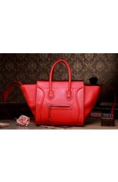 Celine Luggage Phantom Square Tote Bag 3341 in Orange Red Clemence Leather VS08336